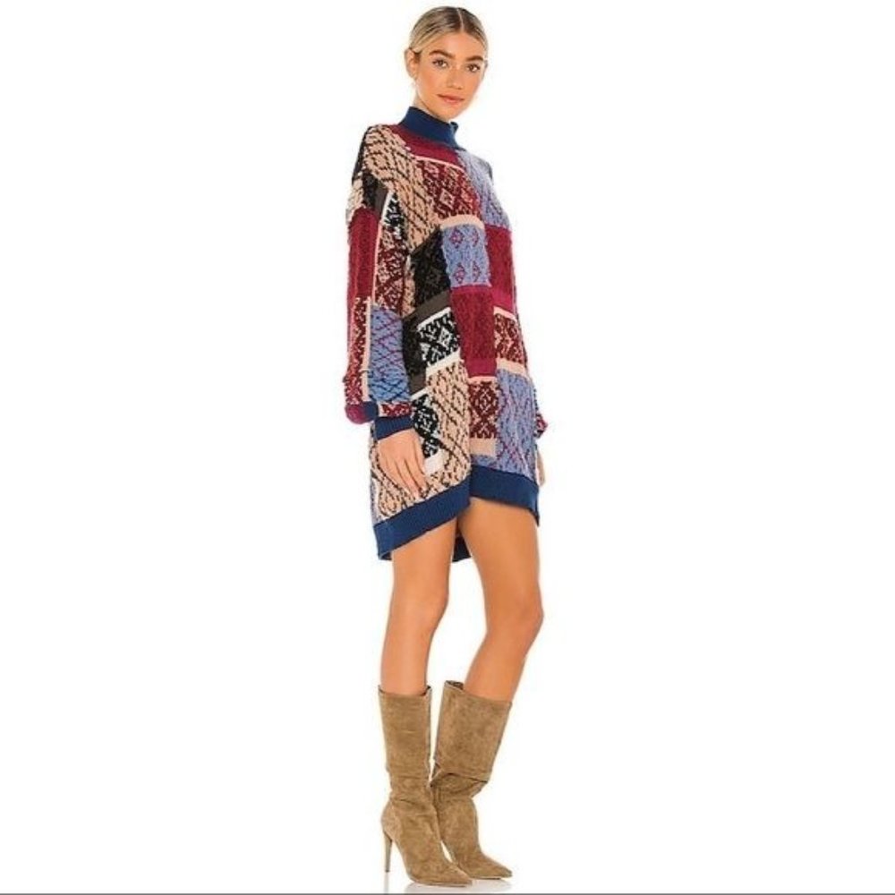 NWT Free People  Patched Argyle Dress M/L - Picture 4 of 5
